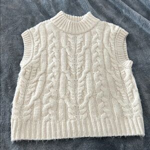 a new day Women's Ivory Cable Knit Turtleneck Sweater Vest